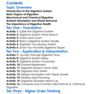 Digestive System Structure And Function Worksheet Activity Booklet