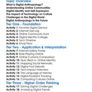 Digital Anthropology Worksheet Activity Booklet