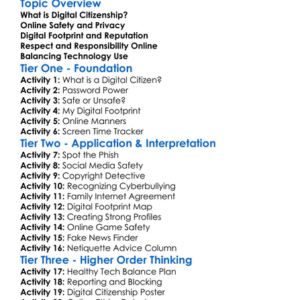 Digital Citizenship Worksheet Activity Booklet