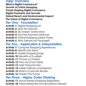 Digital Commerce Trends Worksheet Activity Booklet