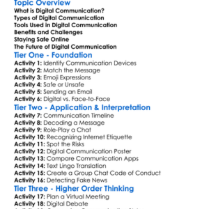 Digital Communication Worksheet Activity Booklet