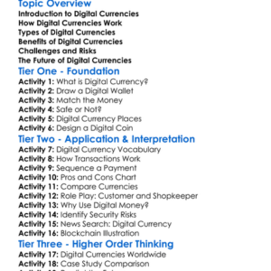 Digital Currencies Worksheet Activity Booklet