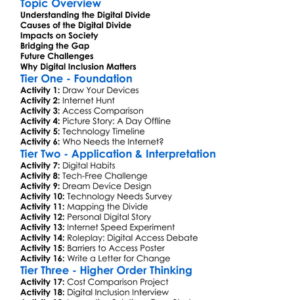 Digital Divide Worksheet Activity Booklet