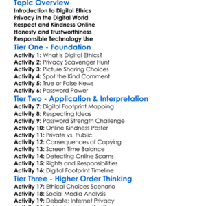 Digital Ethics Worksheet Activity Booklet
