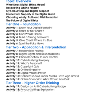 Digital Ethics Worksheet Activity Booklet