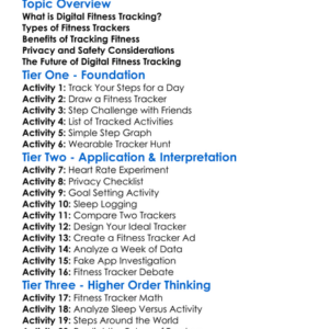 Digital Fitness Tracking Worksheet Activity Booklet