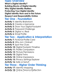 Digital Identity Worksheet Activity Booklet