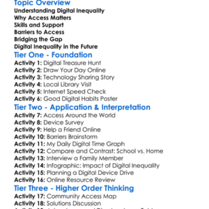 Digital Inequality Worksheet Activity Booklet