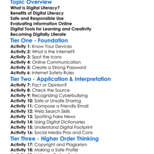 Digital Literacy In English Worksheet Activity Booklet