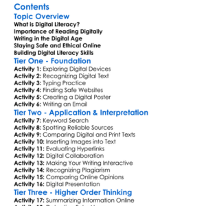 Digital Literacy In Reading And Writing Worksheet Activity Booklet