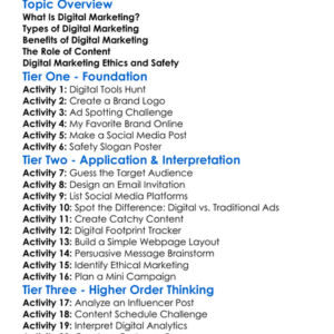 Digital Marketing Basics Worksheet Activity Booklet