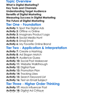 Digital Marketing Worksheet Activity Booklet
