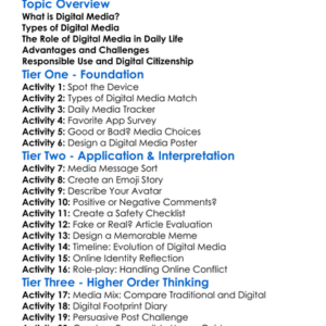 Digital Media Worksheet Activity Booklet