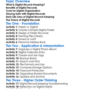 Digital Record-Keeping Worksheet Activity Booklet