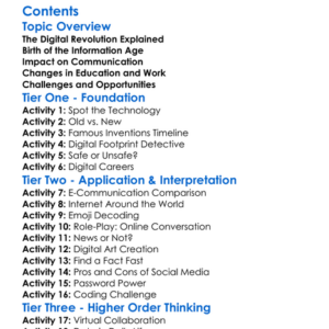 Digital Revolution And Information Age Worksheet Activity Booklet