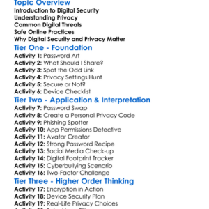 Digital Security And Privacy Worksheet Activity Booklet