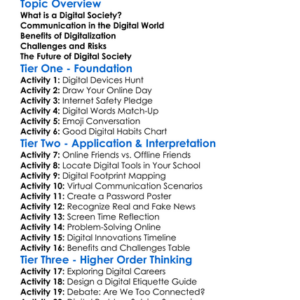 Digital Society Worksheet Activity Booklet