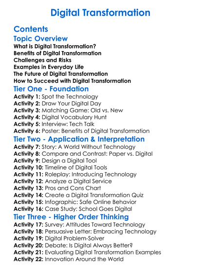 Digital Transformation Worksheet Activity Booklet