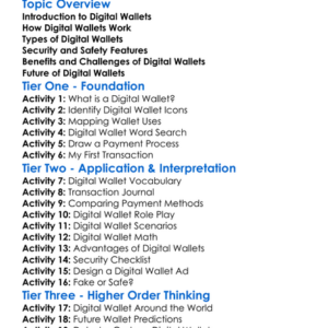 Digital Wallets Worksheet Activity Booklet