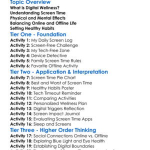 Digital Wellness And Screen Time Worksheet Activity Booklet
