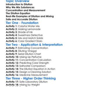 Dilution And Mixing Worksheet Activity Booklet