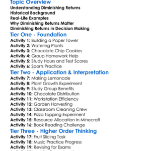Diminishing Returns Worksheet Activity Booklet