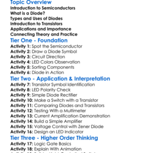 Diodes And Transistors Worksheet Activity Booklet