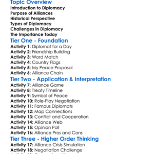 Diplomacy And Alliances Worksheet Activity Booklet