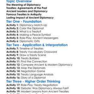 Diplomacy And Treaties In Antiquity Worksheet Activity Booklet