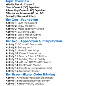 Direct And Alternating Current Worksheet Activity Booklet