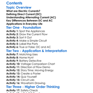 Direct Current Dc And Alternating Current Ac Worksheet Activity Booklet