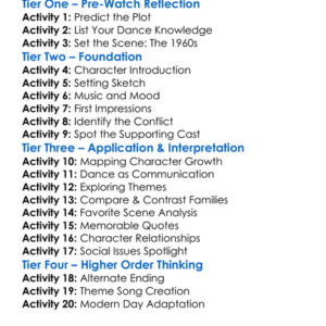 Dirty Dancing 1987 Worksheet Activity Booklet
