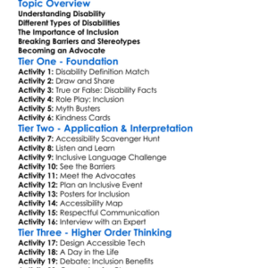 Disability Awareness And Inclusion Worksheet Activity Booklet