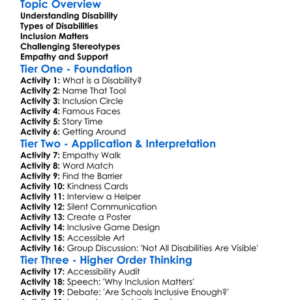 Disability Awareness Worksheet Activity Booklet
