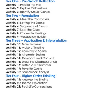 Disappearance In Yellowstone 2022 Worksheet Activity Booklet