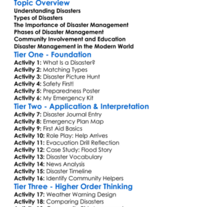 Disaster Management Worksheet Activity Booklet