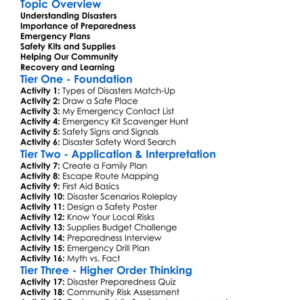 Disaster Preparedness Worksheet Activity Booklet