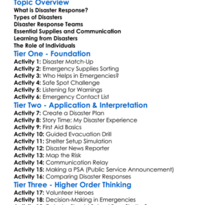 Disaster Response Worksheet Activity Booklet