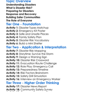 Disaster Risk Reduction Worksheet Activity Booklet