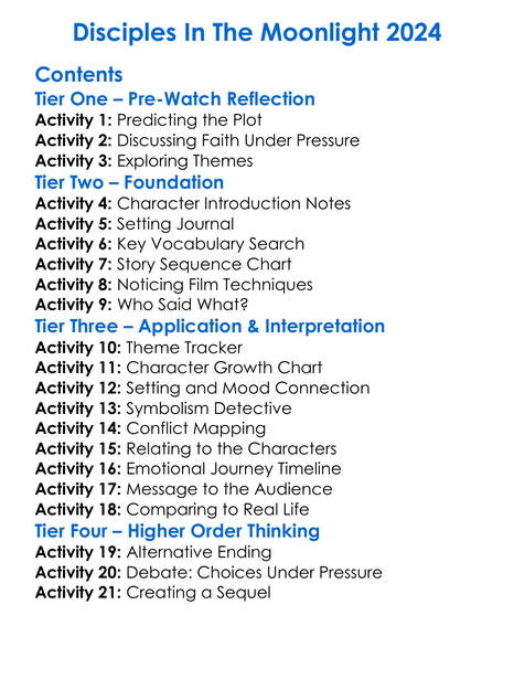 Disciples In The Moonlight 2024 Worksheet Activity Booklet
