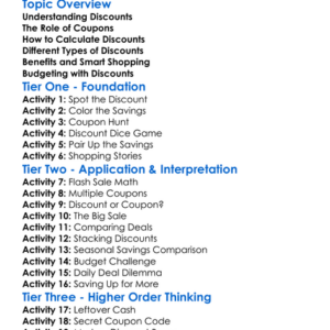 Discounts And Coupons Worksheet Activity Booklet