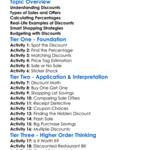 Discounts And Sales Worksheet Activity Booklet