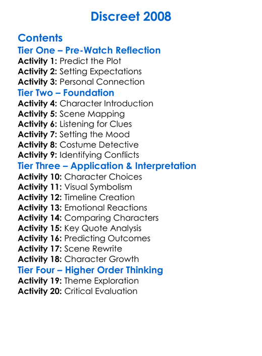 Discreet 2008 Worksheet Activity Booklet