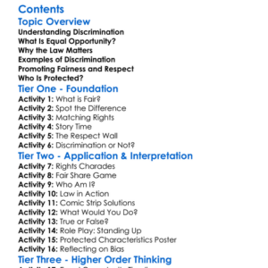 Discrimination And Equal Opportunity Law Worksheet Activity Booklet