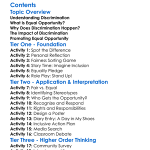Discrimination And Equal Opportunity Worksheet Activity Booklet