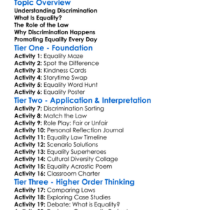 Discrimination And Equality Law Worksheet Activity Booklet