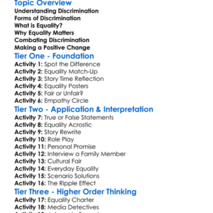 Discrimination And Equality Worksheet Activity Booklet