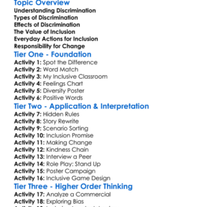 Discrimination And Inclusion Worksheet Activity Booklet