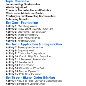 Discrimination And Prejudice Worksheet Activity Booklet