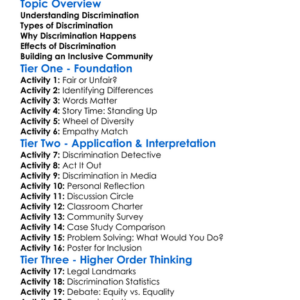 Discrimination Worksheet Activity Booklet